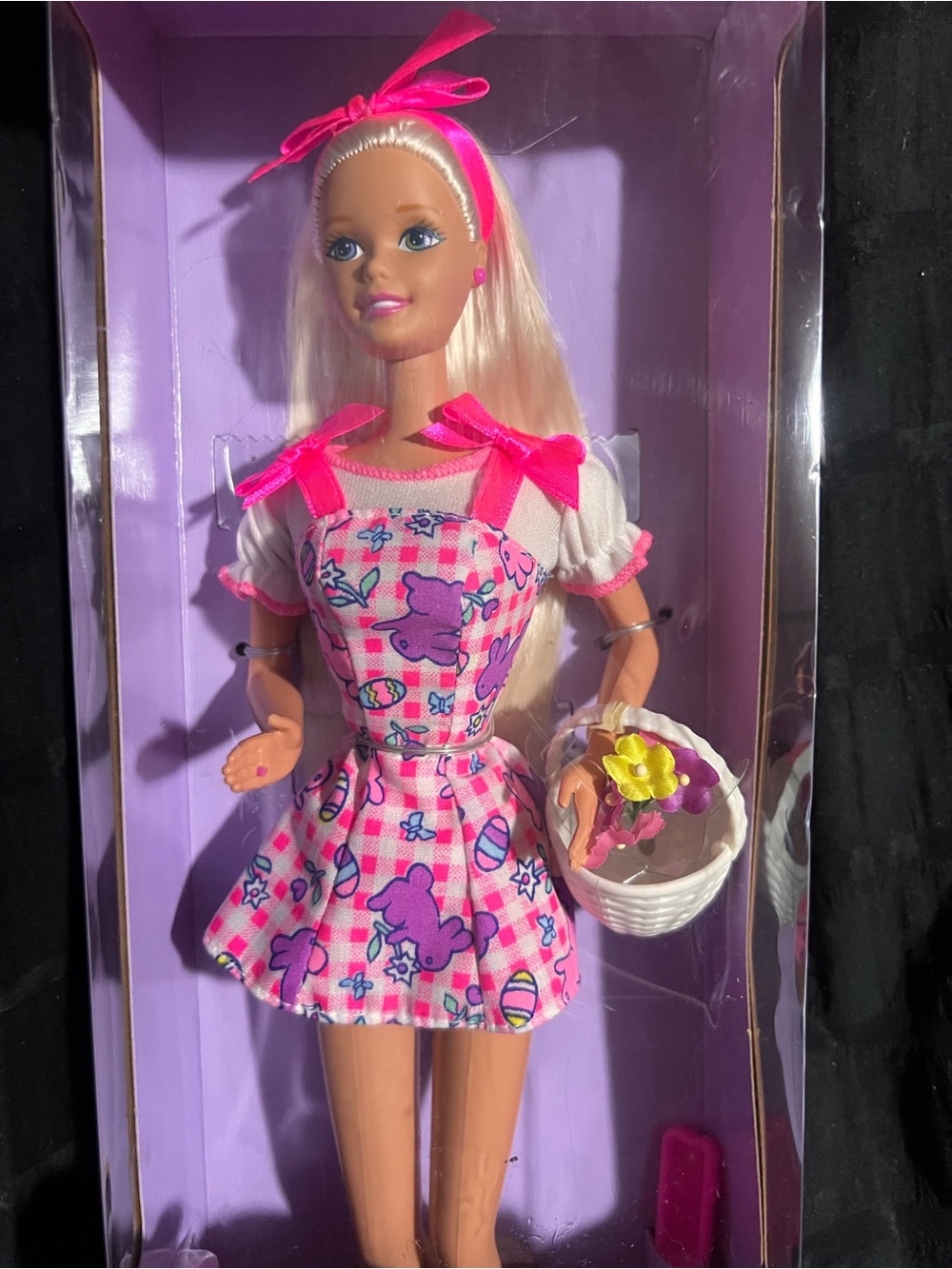 Mattel Pink and White Bunny Print Doll Outfit with Headband